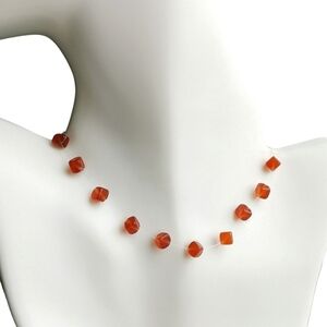 Vintage 90s czech Amber Glass station Choker necklace